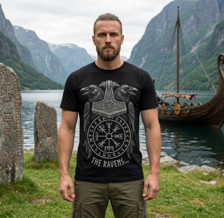 Pánske tričko Ravens - Mjölnir a Vegvísir